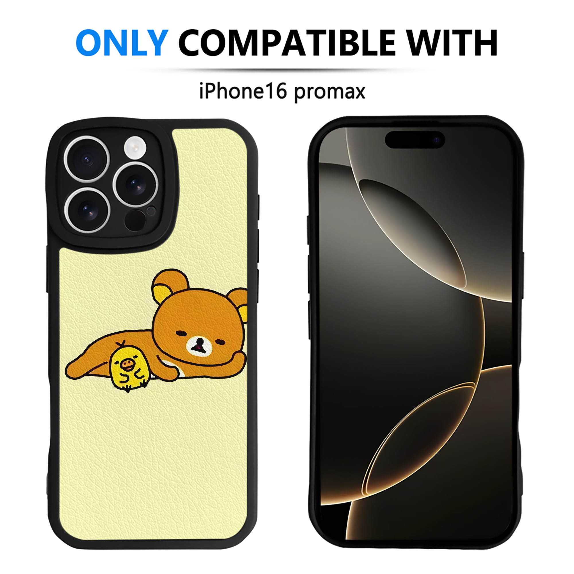 （画像用） リラックマ リラックマ キイロイトリ Rilakkuma Korilakkuma Kiiroitori 【iPhone 16シリーズ対応】シリコンスマホケース（レザー調） 材質：シリコン